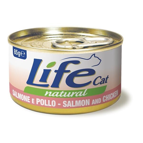 Life Cat Natural Adult Lattine 85g Salmone e Pollo