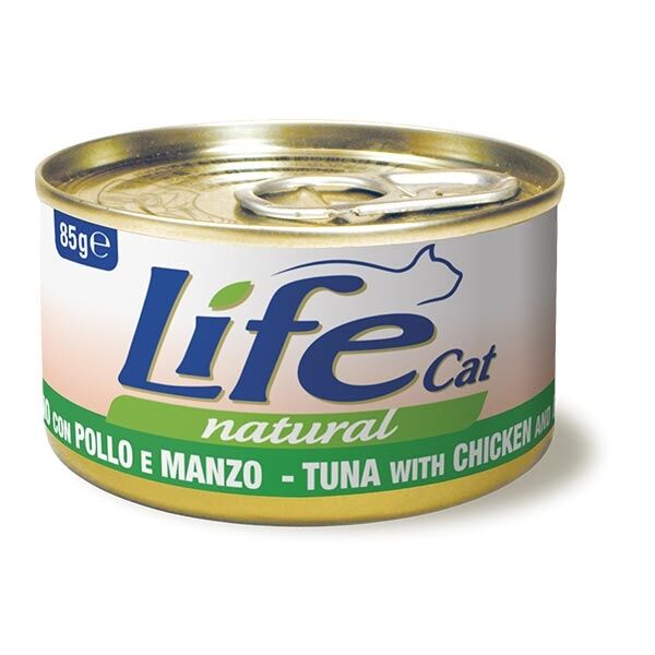 Life Cat Natural Adult Lattine 85g Tonno, pollo e manzo