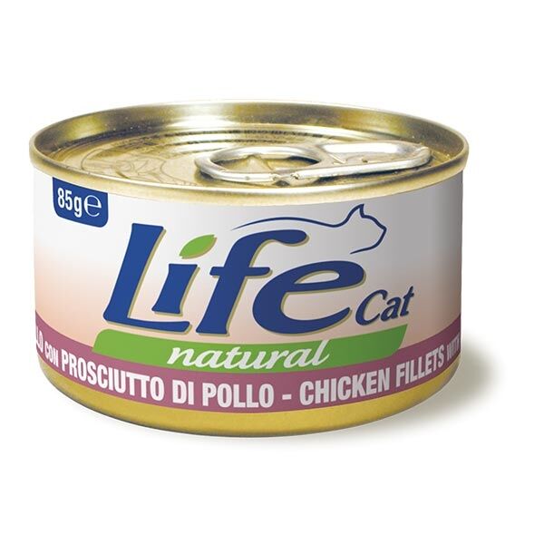 Life Cat Natural Adult Lattine 85g Pollo con prosciutto