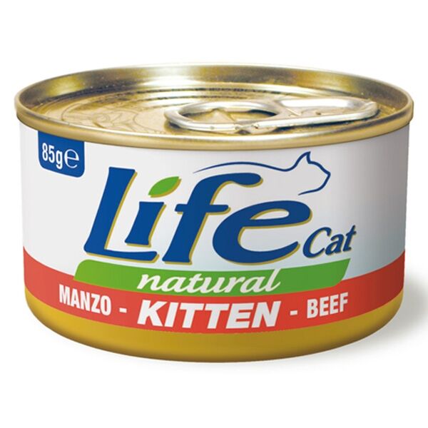 Life Cat Natural Kitten Lattine 85g Manzo