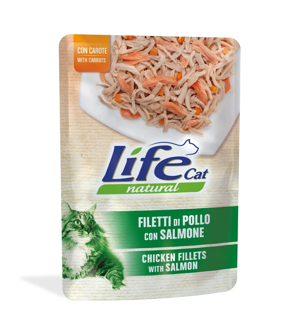 Life Cat Natural Buste Adult 70g Pollo con salmone e carote