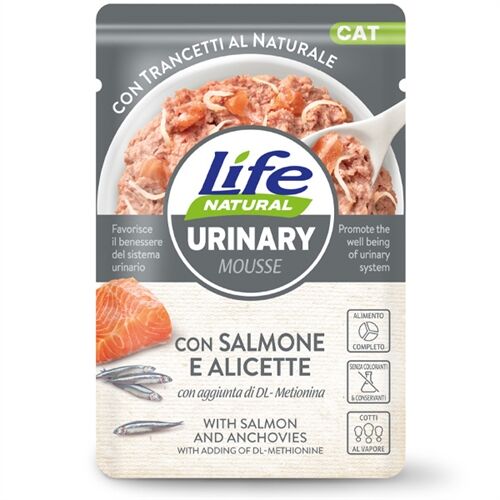 Life Cat Natural Mousse Buste Funzionali 70g Salmone con alicette - Urinary