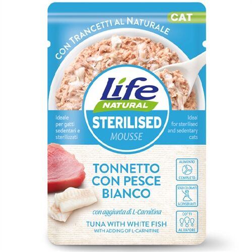 Life Cat Natural Mousse Buste Funzionali 70g Tonnetto con pesce bianco - Sterilised