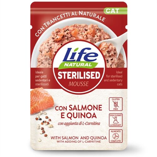 Life Cat Natural Mousse Buste Funzionali 70g Salmone con quinoa - Sterilised