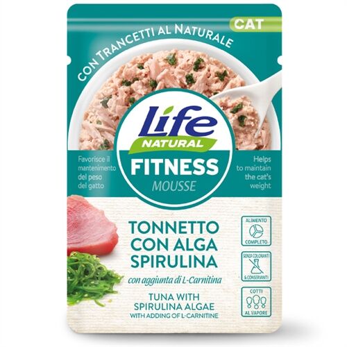 Life Cat Natural Mousse Buste Funzionali 70g Tonnetto con alga spirulina - Fitness