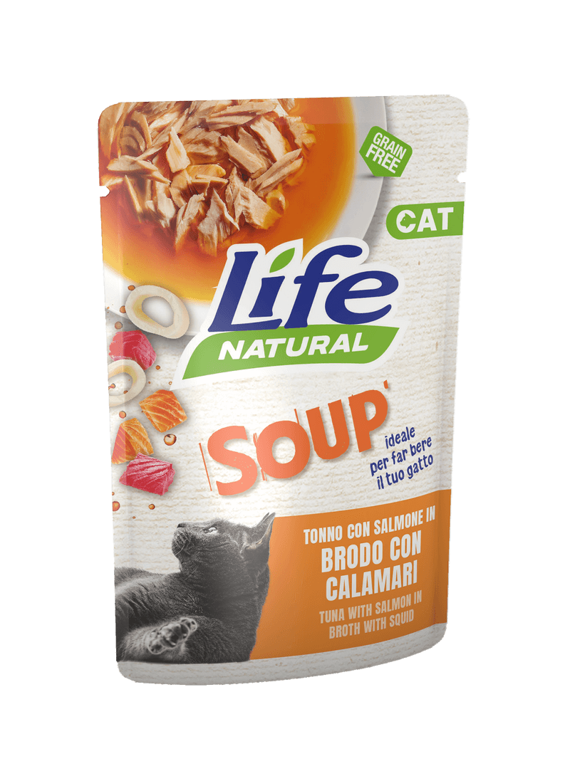 Life Cat Natural Soup in Brodo 60g Tonno con Salmone e Calamari