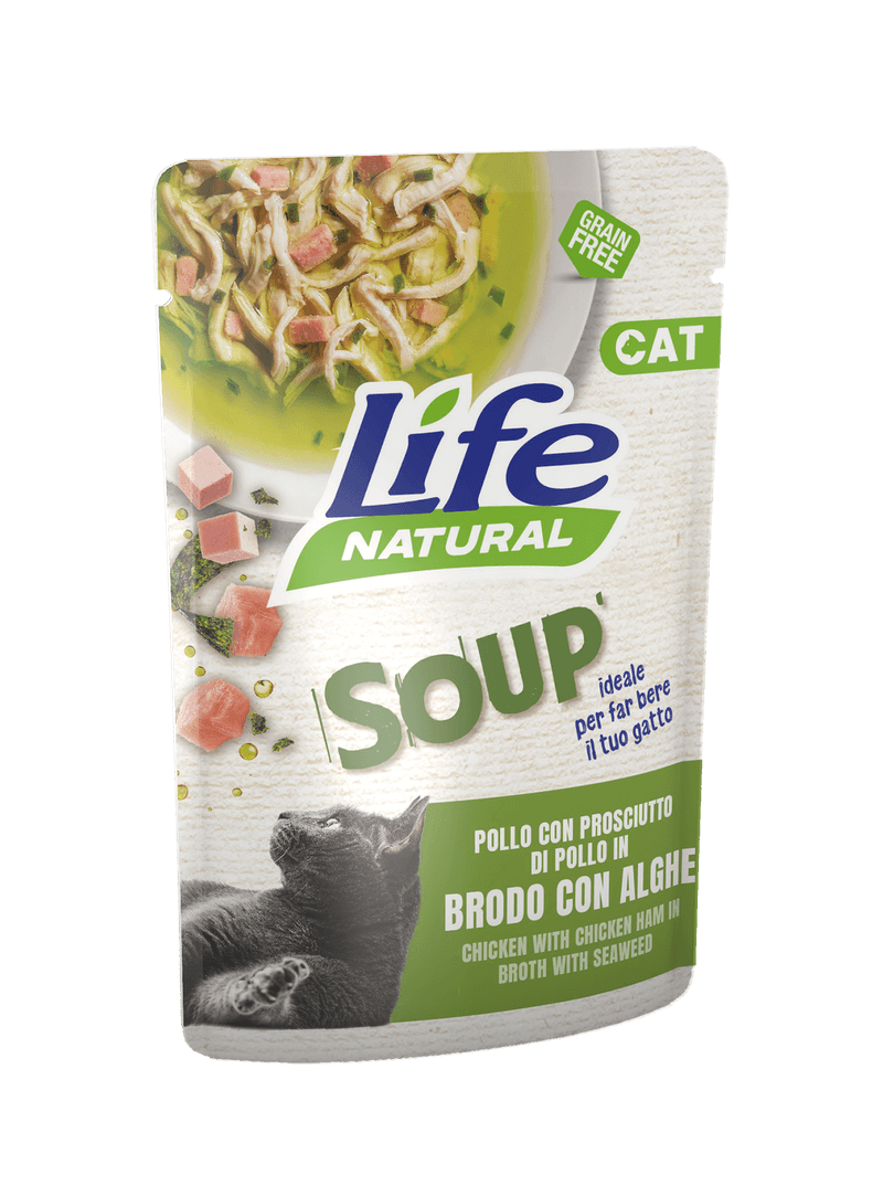 Life Cat Natural Soup in Brodo 60g Pollo con Prosciutto e Alghe