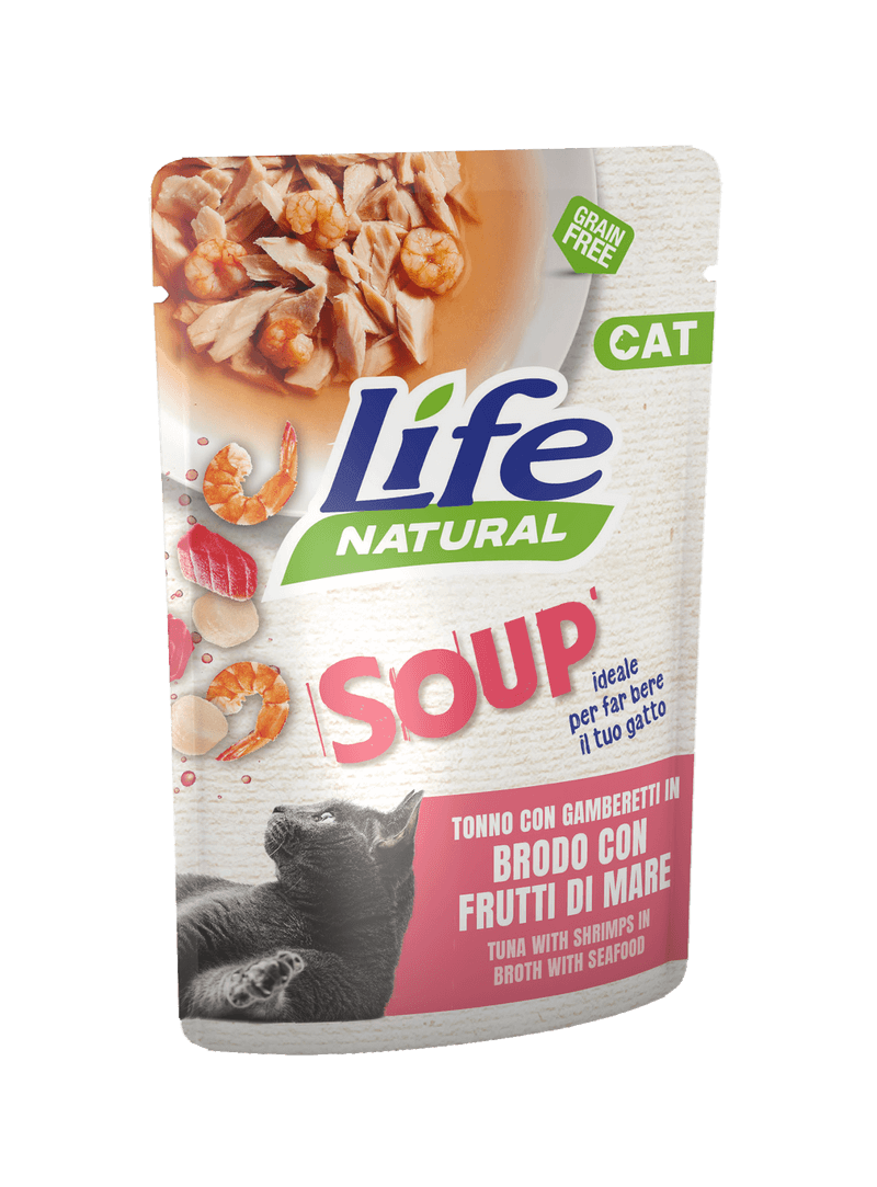 Life Cat Natural Soup in Brodo 60g Tonno con Gamberetti e Frutti di Mare
