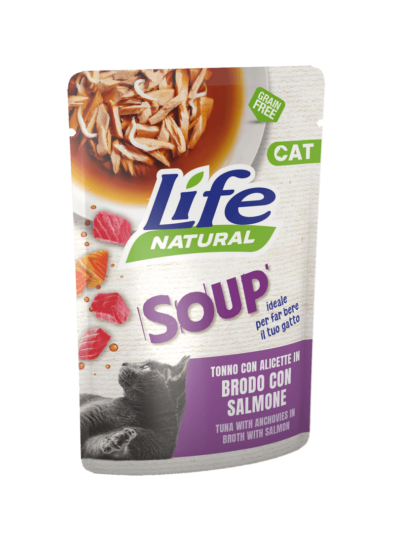 Life Cat Natural Soup in Brodo 60g Tonno con Alicette e Salmone