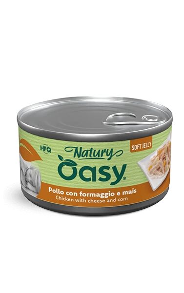 Oasy Natury Soft Jelly Lattina 150g Pollo con Formaggio e Mais