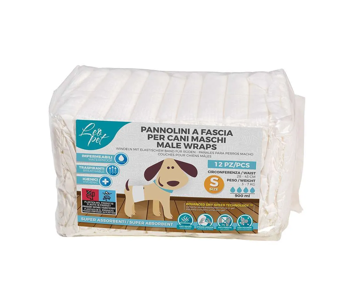 LeoPet Pannolini a Fascia per Cani Maschi 12pz S