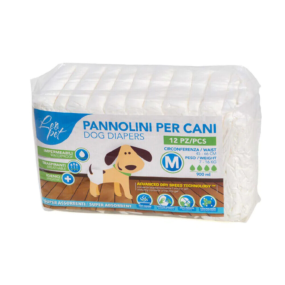 LeoPet Pannolini a Fascia per Cani Maschi 12pz M