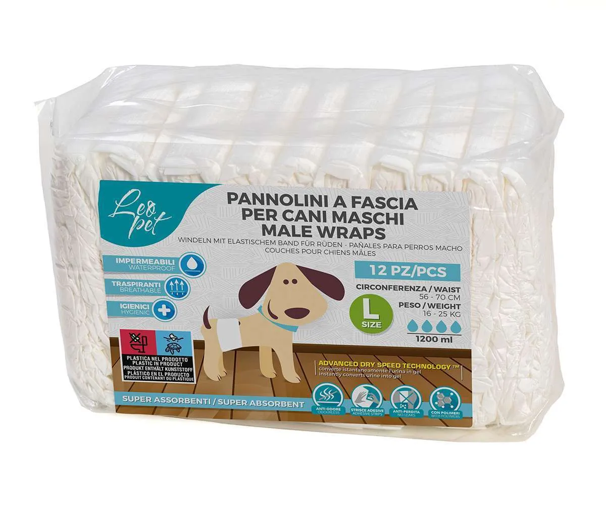 LeoPet Pannolini a Fascia per Cani Maschi 12pz L