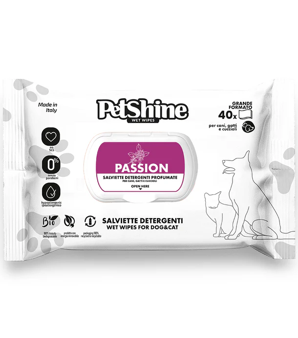 Salviette Detergenti Pet Shine 40pcs Passion