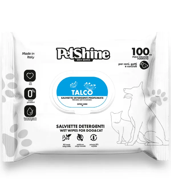 Pet Shine Salviette Detergenti per Cani e Gatti – 100 Salviette Igienizzanti per la Pulizia Quotidiana