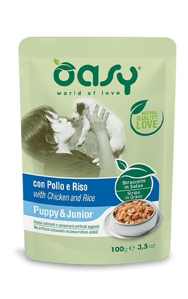 Oasy Straccetti in Salsa 100g Pollo e Riso - Puppy&Junior