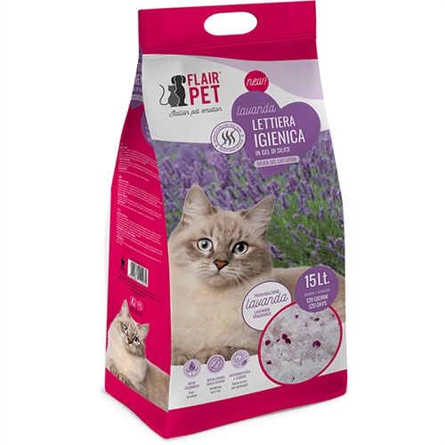 Flair Pets Lettiera ai Cristalli di Silicio alla Lavanda per Gatti 15lt