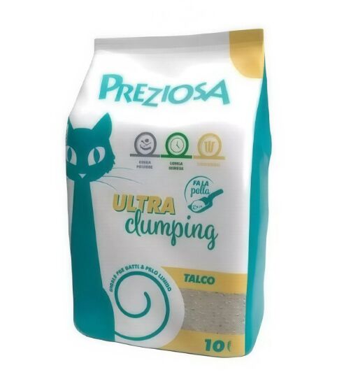 Preziosa Ultra Clumping Lettiera Agglomerante per Gatti 10lt Talco