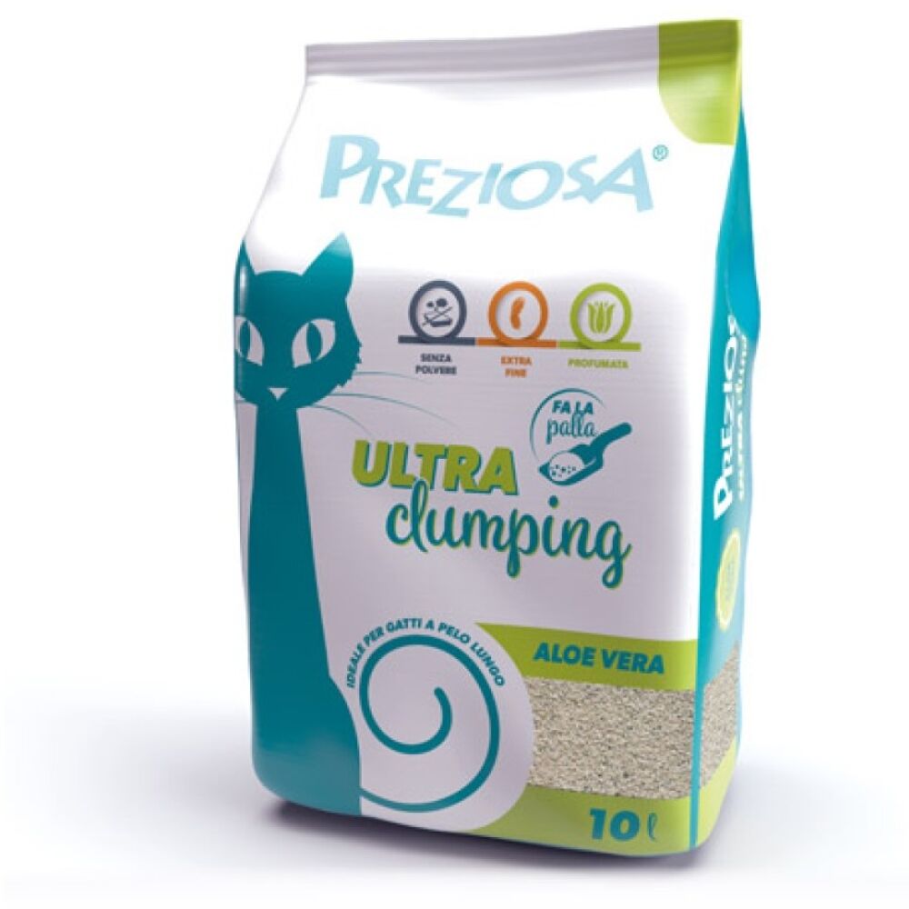 Preziosa Ultra Clumping Lettiera Agglomerante per Gatti 10lt Aloe Vera