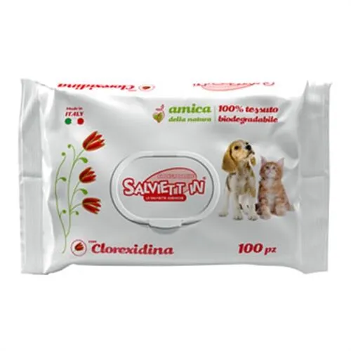 Salviette Igienizzanti XXL Clorexidina per Cani – 100 Pezzi, Detergenti e Deodoranti