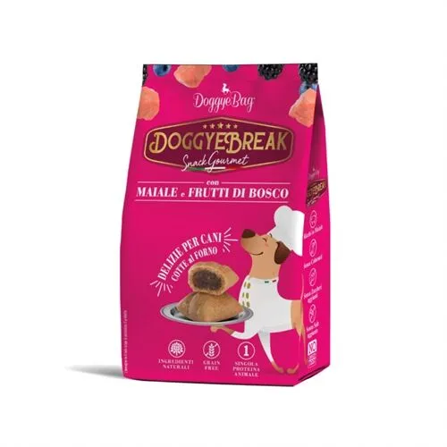DoggyeBreak con Maiale e Frutti di Bosco 180 g – Snack Grain Free con Ripieno Morbido per Cani