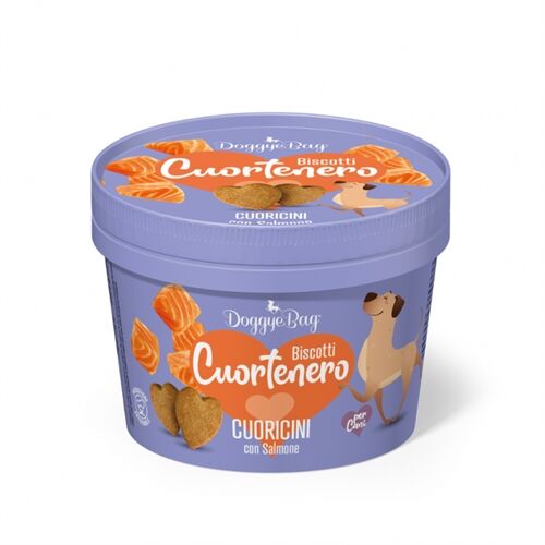 DoggyeBag Cuortenero Cuoricini con Salmone 150 g – Biscotti Morbidi Low Grain per Cani