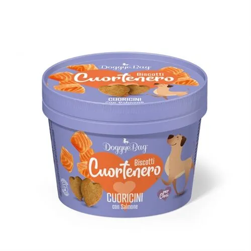 DoggyeBag Cuortenero Cuoricini con Salmone 150 g – Biscotti Morbidi Low Grain per Cani
