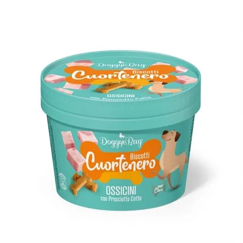 DoggyeBag Cuortenero Ossicini con Prosciutto Cotto 150 g – Biscotti Morbidi per Cani