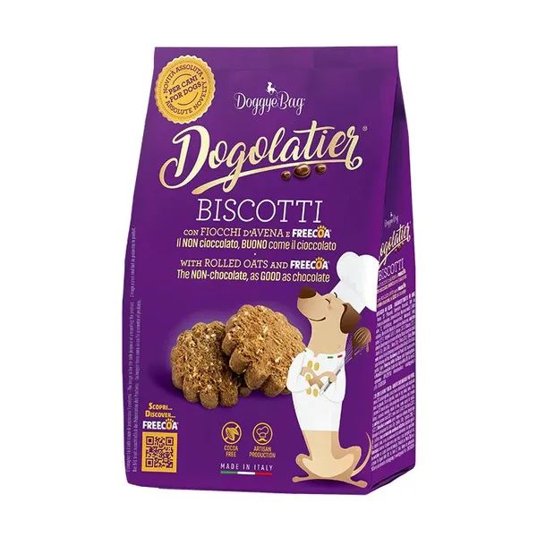 Dogolatier Biscotti con Fiocchi d’Avena e Freecoa 180 g – Biscotti per Cani con Carruba Senza Cacao