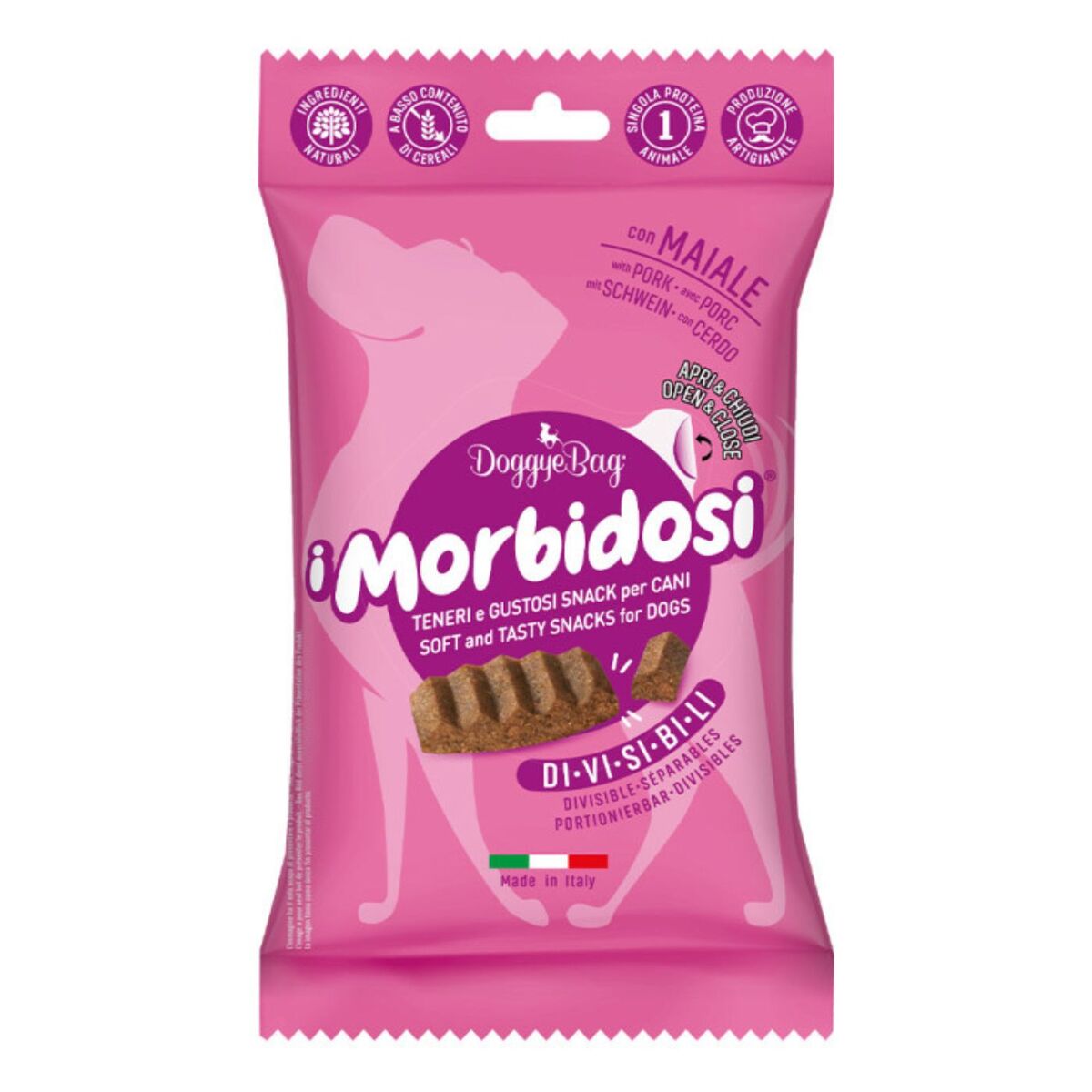 DoggyeBag I Morbidosi con Maiale 90 g – Snack Morbidi Monoproteici per Cani