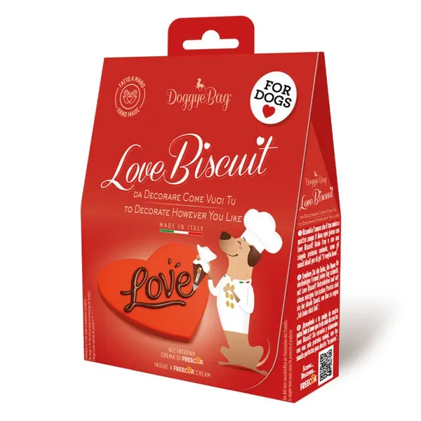 DoggyeBag Love Biscuit 60 g – Biscotto a Cuore con Crema di Freecoa per Cani