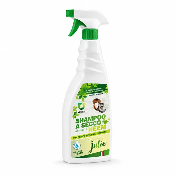 Julie Shampoo a Secco con Neem 750 ml per Cani e Gatti