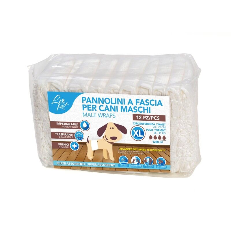 LeoPet Pannolini a Fascia per Cani Maschi 12pz XL