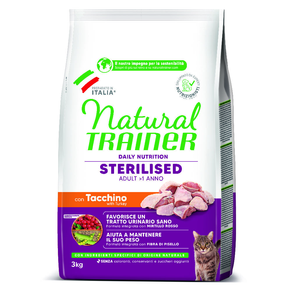Natural Trainer Sterilised con Tacchino 3kg