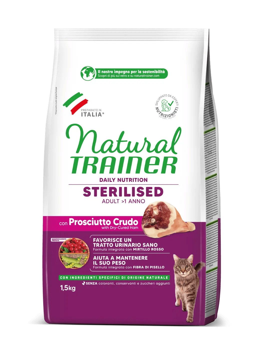 Natural Trainer Sterilised con Prosciutto Crudo 1.5kg