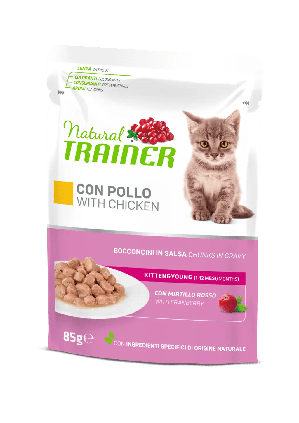 Natural Trainer Kitten&Young Bocconcini in Salsa 85g Pollo