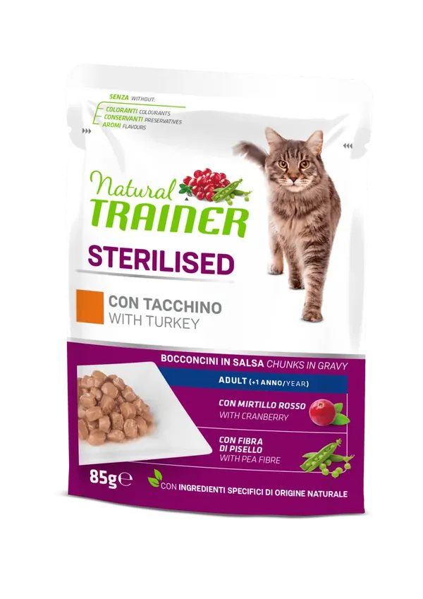 Natural Trainer Sterilised Adult Bocconcini in Salsa 85g