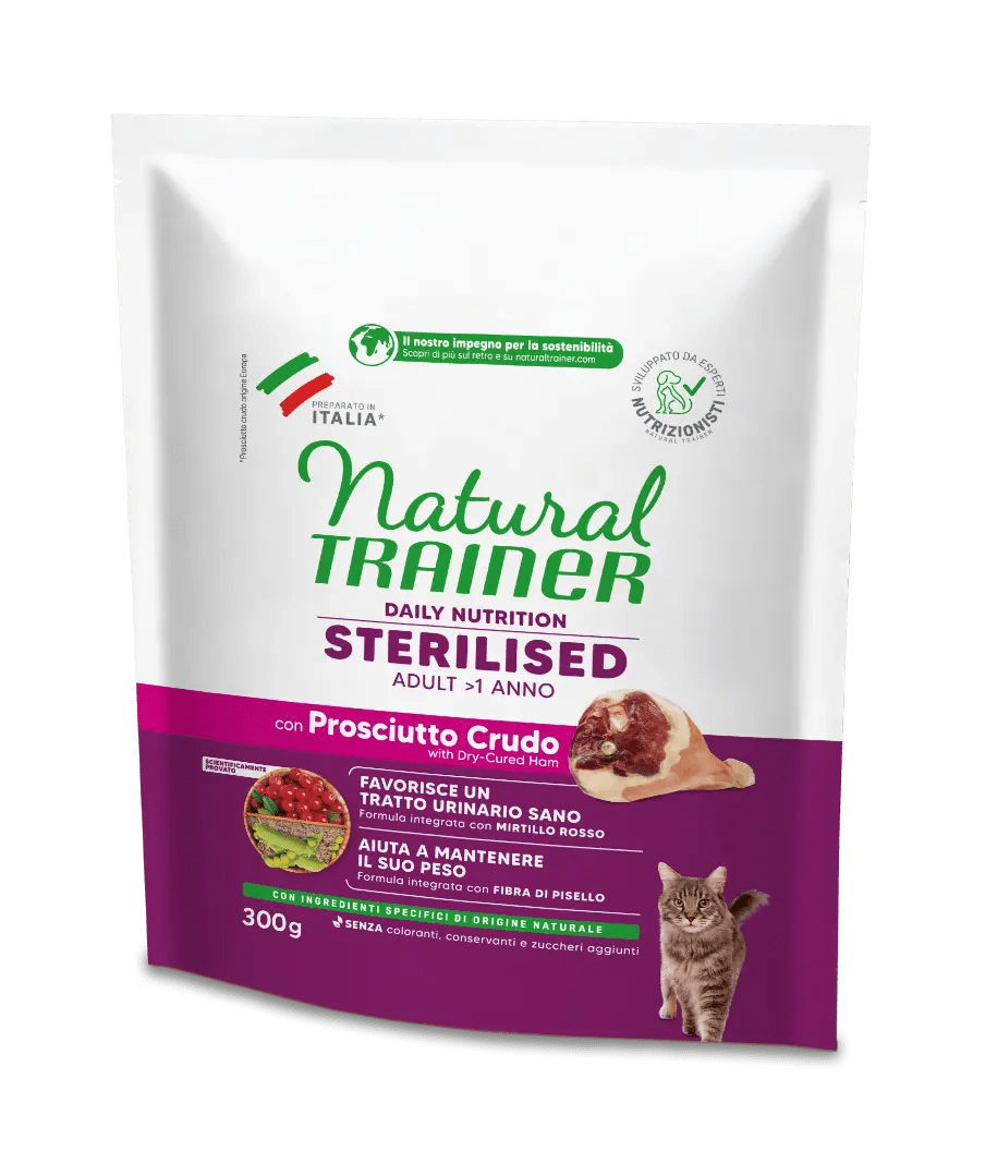 Natural Trainer Sterilised con Prosciutto Crudo 300g