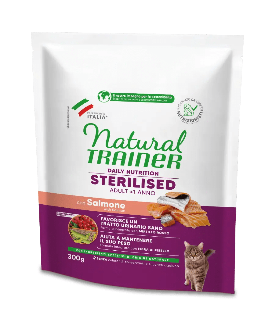 Natural Trainer Sterilised con Salmone 300g