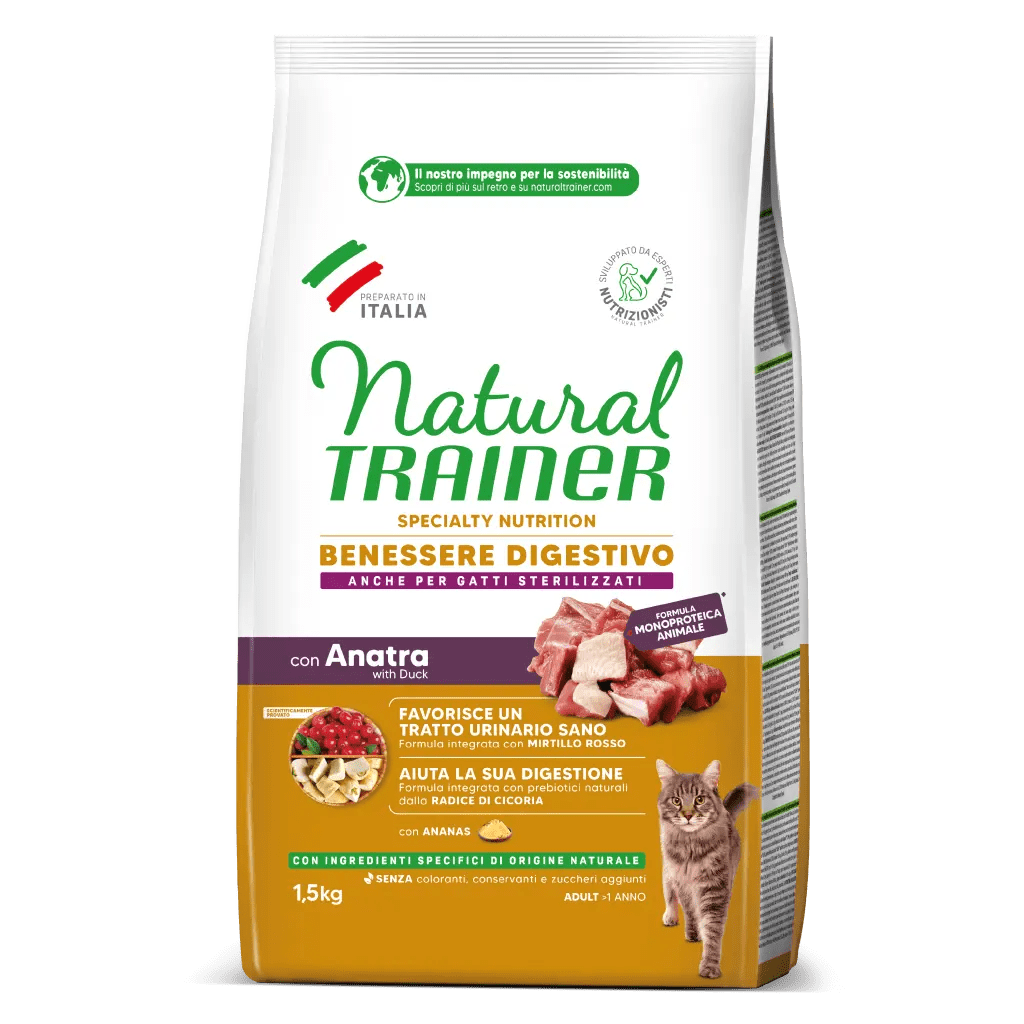 Natural Trainer Adult Benessere Digestivo con Anatra 1,5Kg