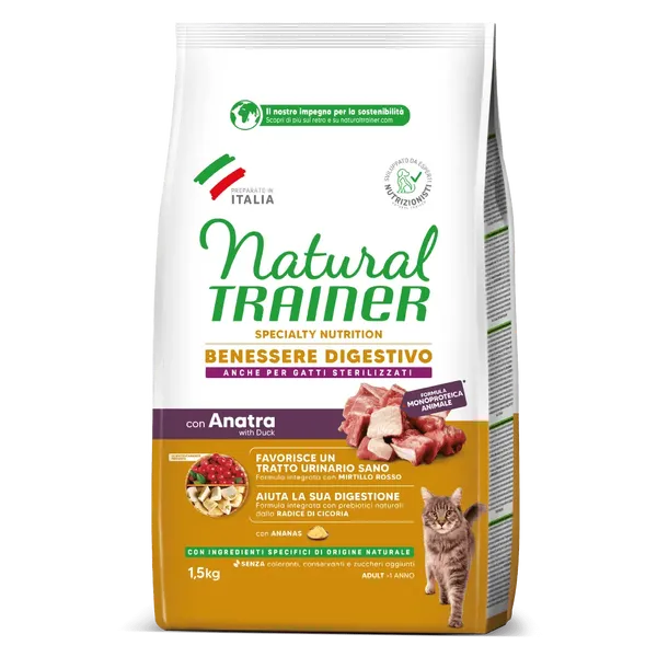 Natural Trainer Adult Benessere Digestivo con Anatra 1,5Kg