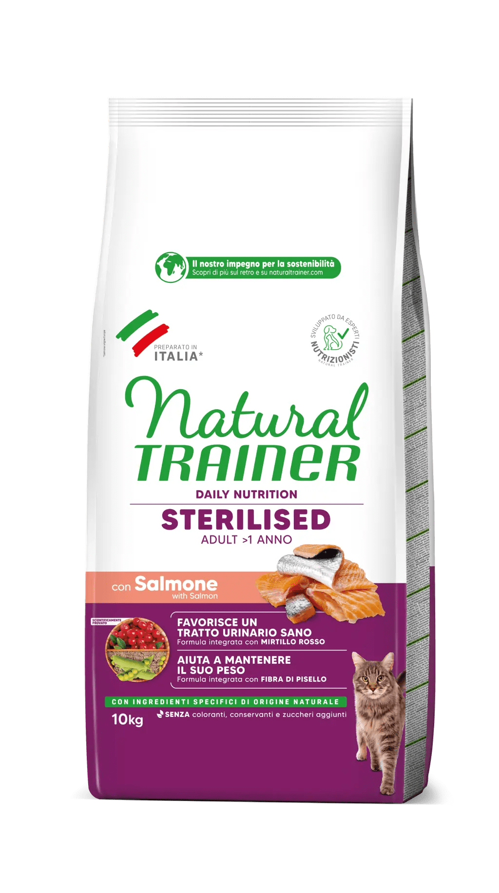 Natural Trainer Sterilised con Salmone 10kg