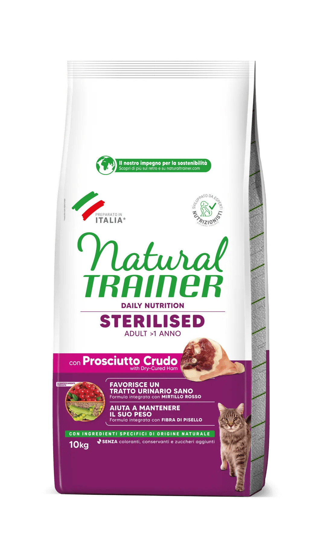 Natural Trainer Sterilised con Prosciutto Crudo 10kg