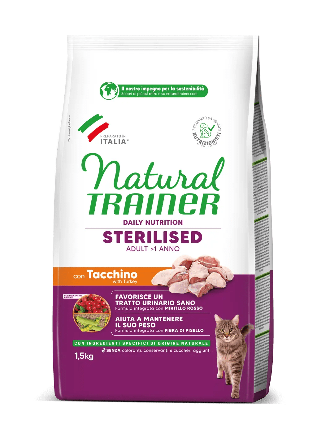 Natural Trainer Sterilised con Tacchino 1.5kg