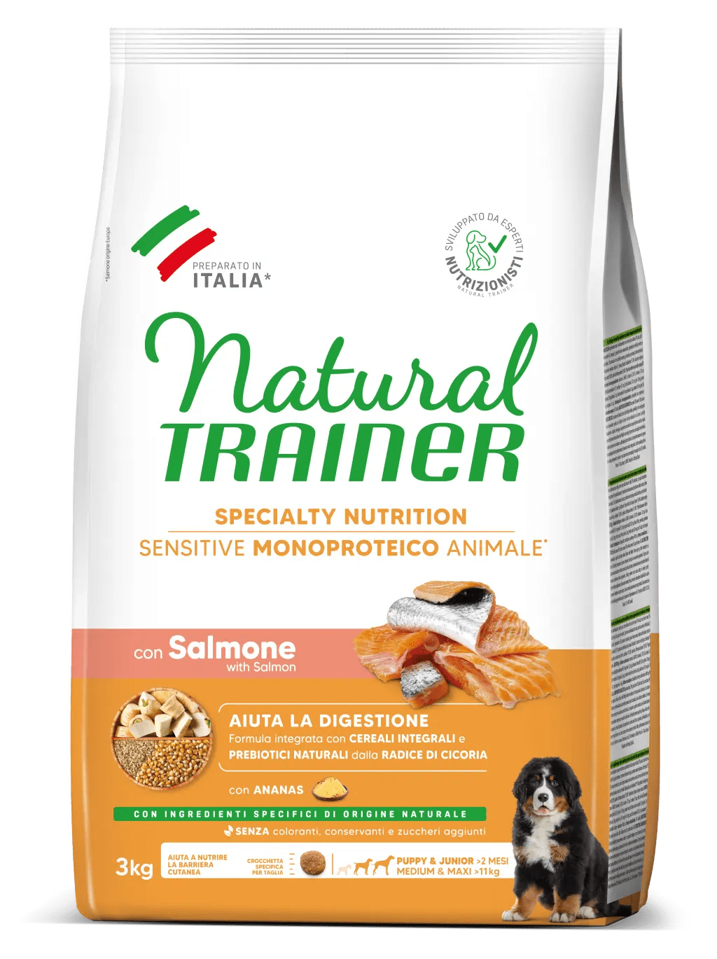 Trainer Sensitive Medium&Maxi Puppy&Junior No Gluten con Salmone e Cereali Integrali 3kg