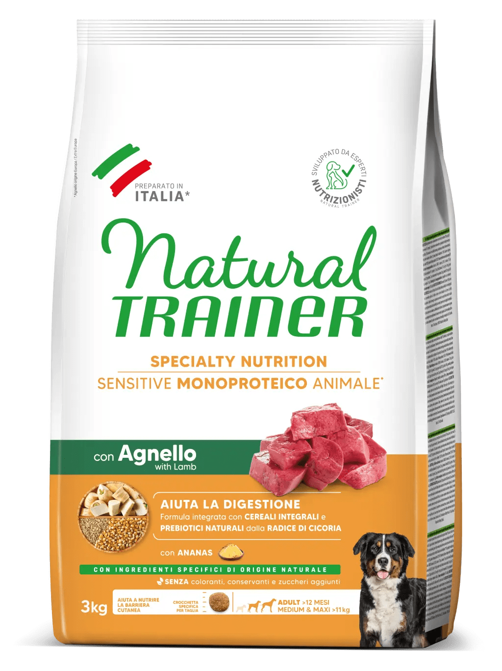 Trainer Sensitive Medium&Maxi Adult No Gluten con Agnello e Cereali Integrali 3kg