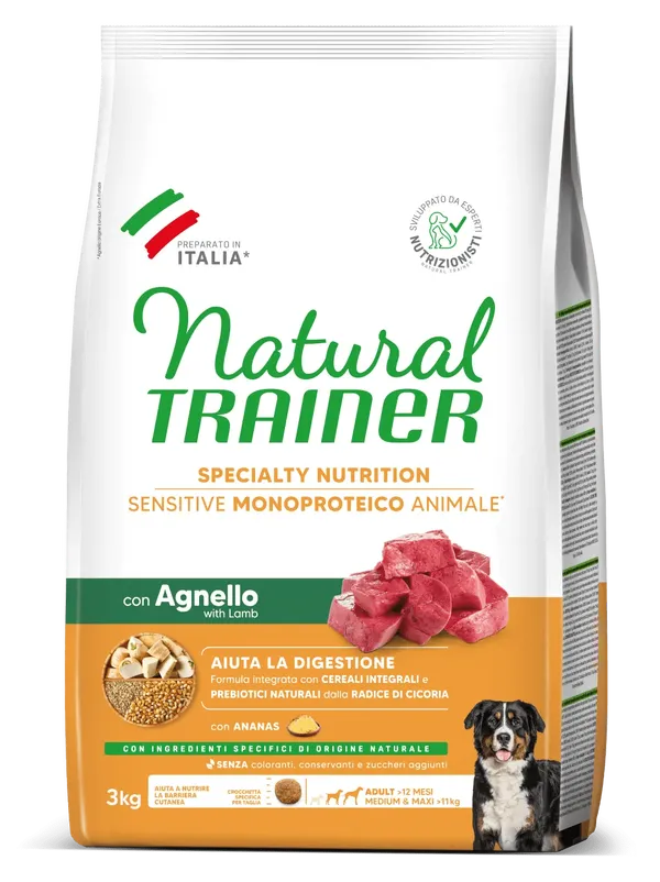 Trainer Sensitive Medium&Maxi Adult No Gluten con Agnello e Cereali Integrali