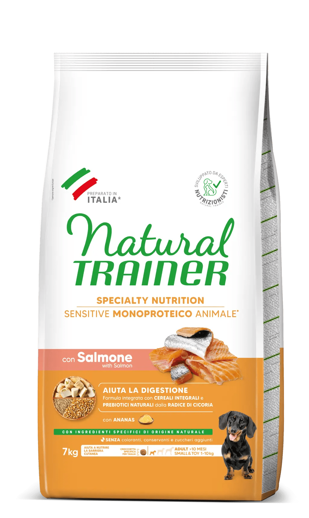 Trainer Sensitive Small&Toy Adult con Salmone e Cereali Integrali 7kg