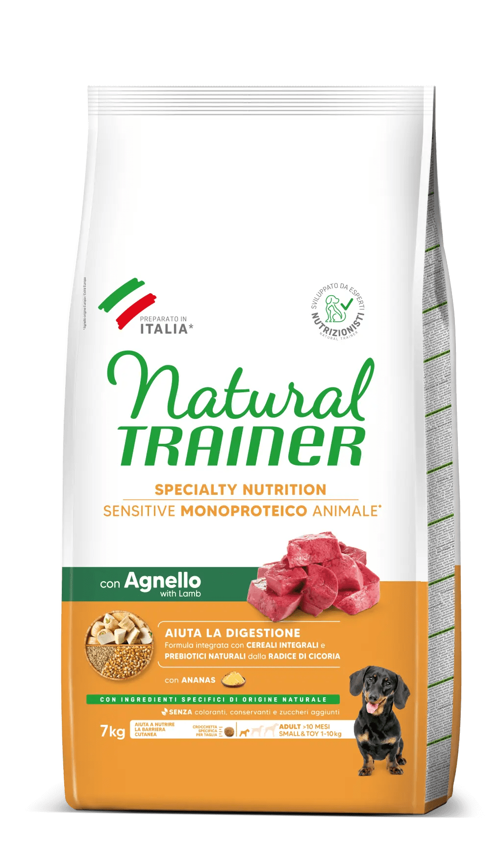 Trainer Sensitive Small&Toy Adult No Gluten con Agnello e Cereali Integrali 7kg