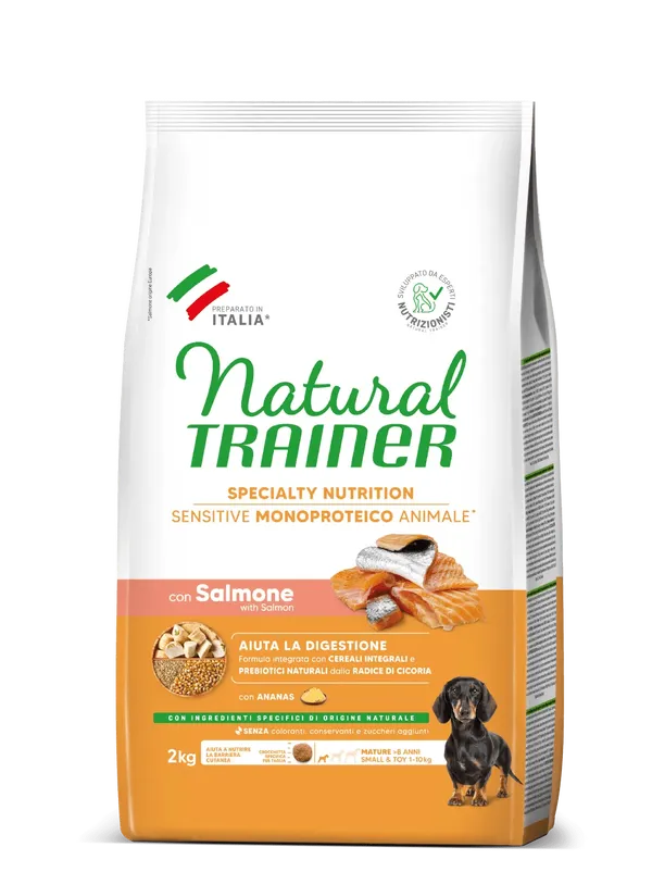 Trainer Sensitive Small&Toy Mature con Salmone e Cereali Integrali 2kg